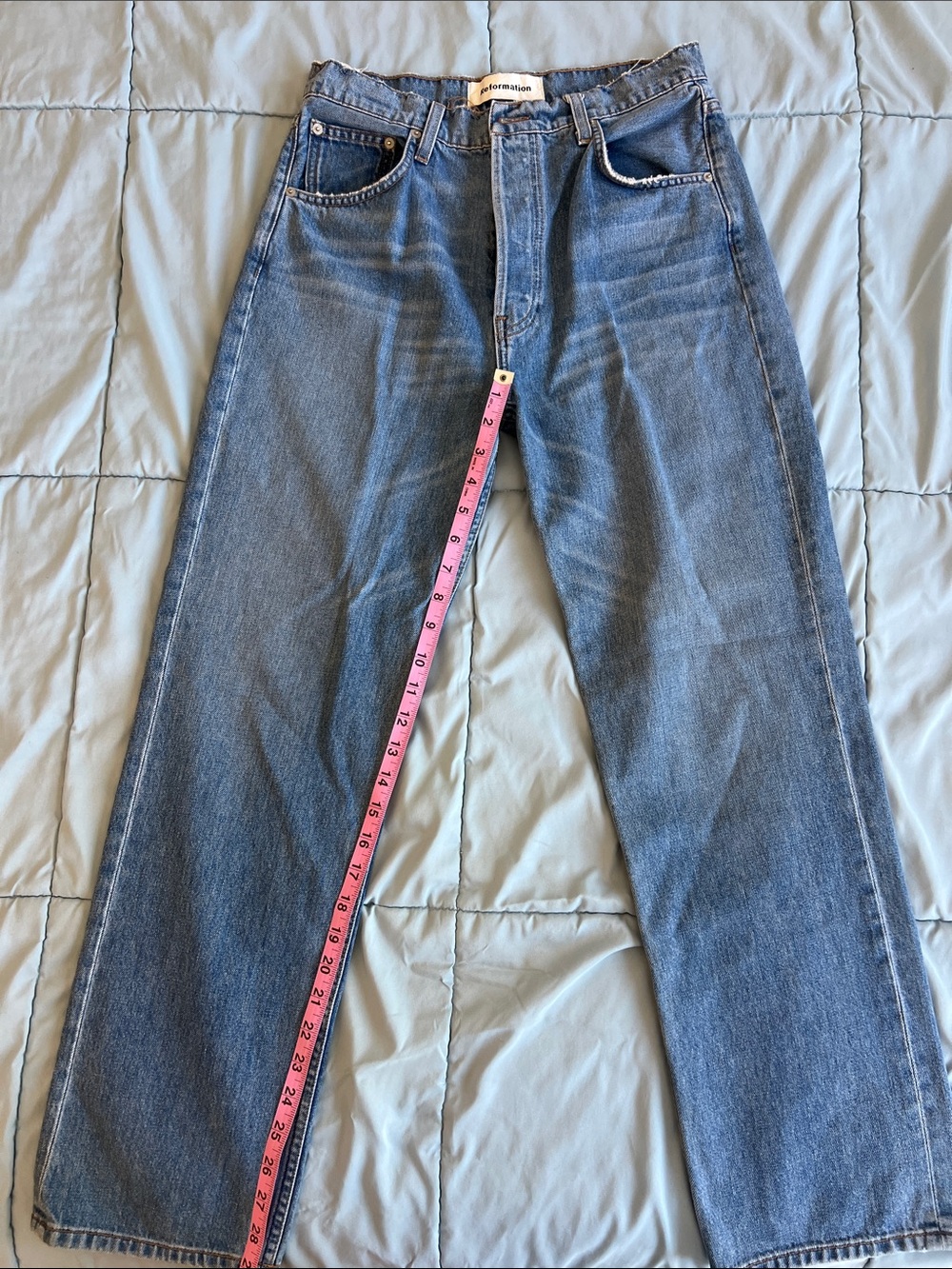 Reformation Light Blue High-Rise Straight Jeans